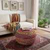 20" Multicolored Jute Ottoman