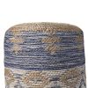 18" Blue Jute Ottoman