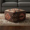 18" Brown Cotton Blend Ottoman