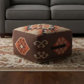 18" Brown Cotton Blend Ottoman