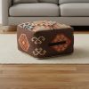 18" Brown Cotton Blend Ottoman