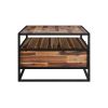 50" Brown And Black Solid Wood And Metal Coffee Table With Two Drawers And Shelf