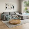 43" Clear And Natural Glass And Metal Round Coffee Table With Shelf