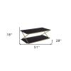 51" Dark Brown And Gold Metal Coffee Table With Shelf