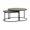 Set of Two 32" Gray And Black Concrete And Metal Round Nested Coffee Tables