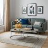 Set of Two 32" Gray And Black Concrete And Metal Round Nested Coffee Tables