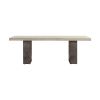 24" Gray And Brown Concrete And Solid Wood Coffee Table