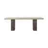 24" Gray And Brown Concrete And Solid Wood Coffee Table