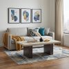 24" Gray And Brown Concrete And Solid Wood Coffee Table
