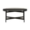 32" Black and Gray And Black Concrete And Metal Round Coffee Table