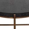 32" Black And Brown Solid Wood And Metal Round Coffee Table