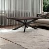 55" Brown And Black Solid Wood And Metal Coffee Table
