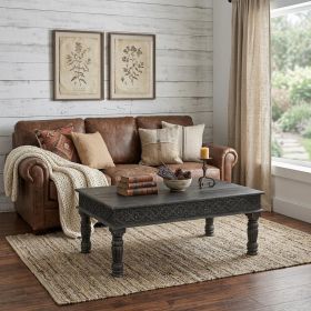 51" Black Solid Wood Distressed Coffee Table