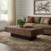 59" Dark Brown And Black Solid Wood Coffee Table