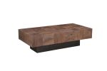 59" Dark Brown And Black Solid Wood Coffee Table