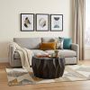 29" Black Solid Wood Round Distressed Coffee Table