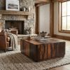 40" Dark Brown And Black Solid Wood Square Coffee Table