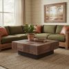 40" Dark Brown And Black Solid Wood Square Coffee Table