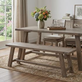 60" Natural And Brown Distressed Solid Wood Dining bench