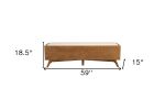 59" Beige and Brown Upholstered Polyester Blend Bench with Drawers
