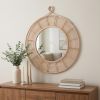 37" Natural Round Framed Accent Mirror