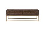 47" Dark Brown And Gold Metal Coffee Table With Drawer