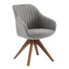 23" Gray Fabric And Natural Swivel Arm Chair