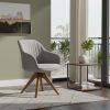 23" Gray Fabric And Natural Swivel Arm Chair