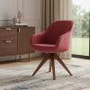 23" Red And Natural Tufted Fabric Swivel Arm Chair
