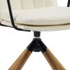 23" Off White Faux Leather And Brown Swivel Arm Chair
