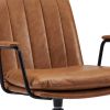 23" Carmel Brown Faux Leather Swivel Arm Chair