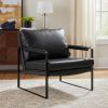 27" Black Faux Leather and Metal Arm Chair
