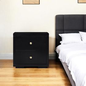 19" Black Two Drawer Nightstand