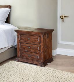 32" Brown Three Drawer Nightstand