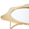 32" Gold Glass And Stainless Steel Round Mirrored Coffee Table