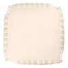 18" Beige Cotton Cube Striped Pouf Ottoman