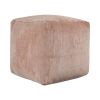 18" Beige Chenille Cube Pouf Ottoman