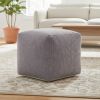 18" Gray Chenille Cube Pouf Ottoman