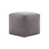 18" Gray Chenille Cube Pouf Ottoman