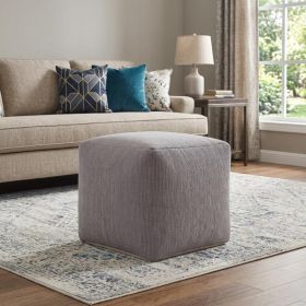 18" Gray Chenille Cube Pouf Ottoman