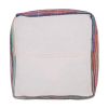 18" Red Cotton Cube Striped Pouf Ottoman