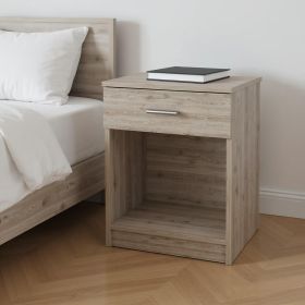 22" Gray One Drawer Faux Wood Nightstand