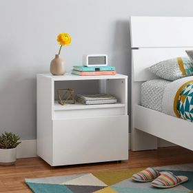21" White One Drawer Faux Wood Nightstand
