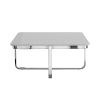 35" Light Gray And Silver Metallic Stainless Steel Square Coffee Table