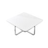 35" White And Silver Metallic Stainless Steel Square Coffee Table