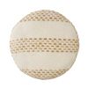 18" Ivory and Brown Cotton Blend Round Striped Pouf Ottoman