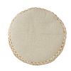 18" Ivory and Brown Cotton Blend Round Striped Pouf Ottoman