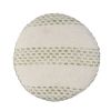18" Ivory and Green Cotton Blend Round Striped Pouf Ottoman