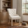 24" Beige Fabric Tufted Arm Chair