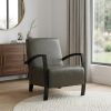 26" Green And Black Top Grain Leather Arm Chair